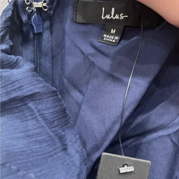 NWT Lulus Navy Blue Ruffled Tie-Back‎ Maxi Dress - Picture 5 of 7